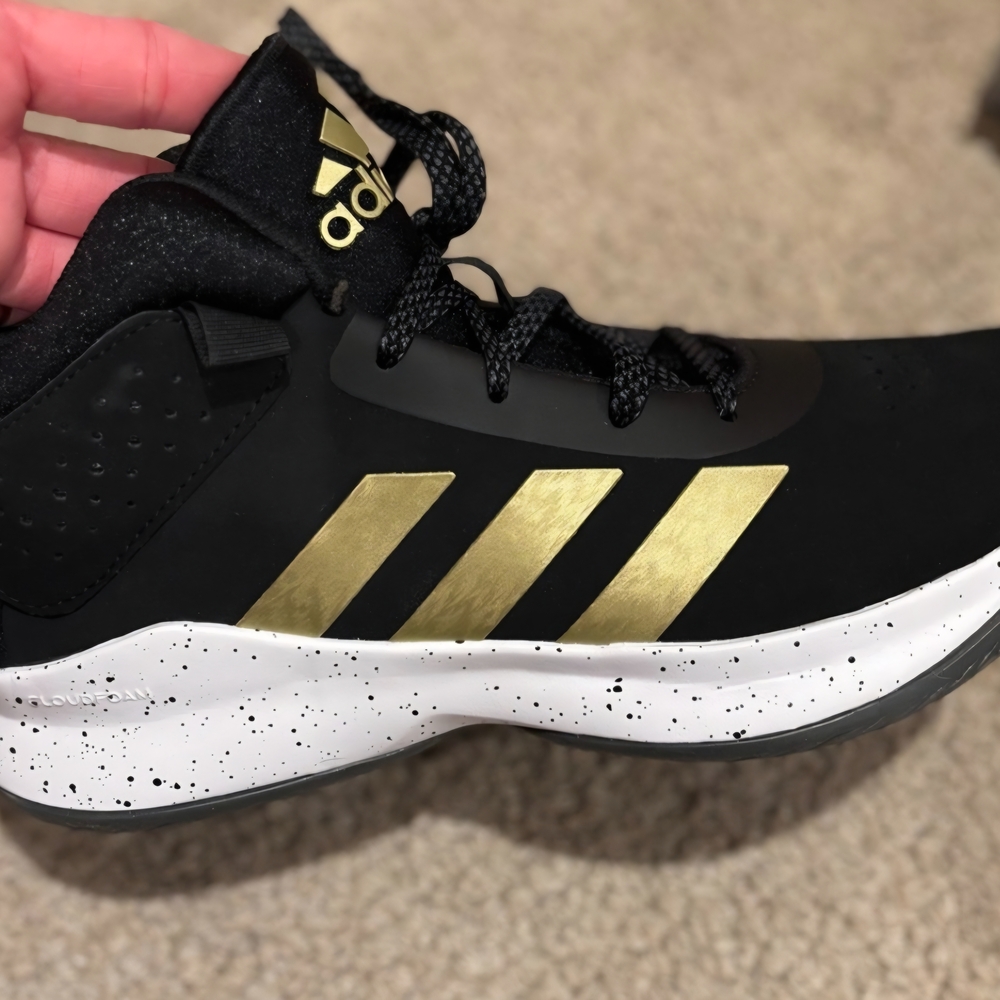 Adidas Kid's Black and Gold Athletic Shoes - Picture 2 of 7
